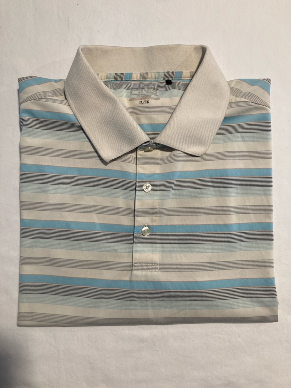 Ping Striped Polo Shirt in Light Blue and Cream (114)
